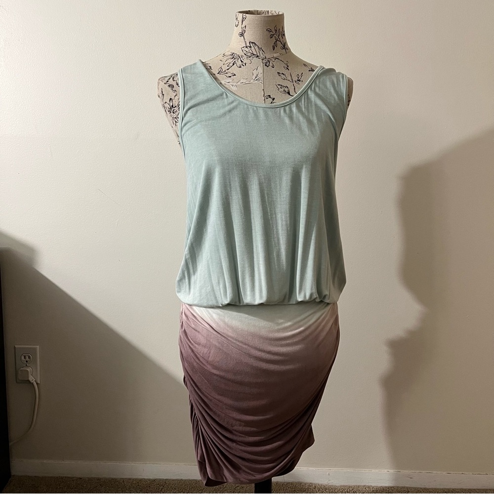 NWT Young Fabulous & Broke Mint Ombré Ruched Tank Dress Size Large